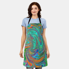 Aqua, Orange und Grüne Groovy Abstrakt Retro Art Schürze