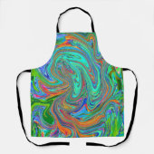 Aqua, Orange und Grüne Groovy Abstrakt Retro Art Schürze (Vorderseite)