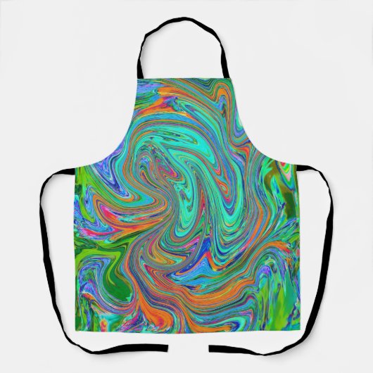 Aqua, Orange und Grüne Groovy Abstrakt Retro Art Schürze (Vorderseite)