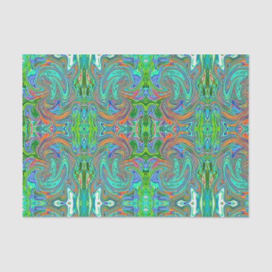 Aqua, Orange und Grüne Groovy Abstrakt Retro Art Seidenpapier (Vorderseite)