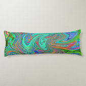 Aqua, Orange und Grüne Groovy Abstrakt Retro Art Seitenschläferkissen (Rückseite)