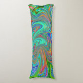 Aqua, Orange und Grüne Groovy Abstrakt Retro Art Seitenschläferkissen (Vorderseite Vertikal)