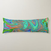 Aqua, Orange und Grüne Groovy Abstrakt Retro Art Seitenschläferkissen (Vorderseite)