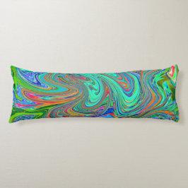 Aqua, Orange und Grüne Groovy Abstrakt Retro Art Seitenschläferkissen