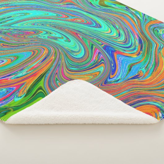 Aqua, Orange und Grüne Groovy Abstrakt Retro Art Sherpadecke (3/4)