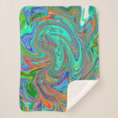 Aqua, Orange und Grüne Groovy Abstrakt Retro Art Sherpadecke (Vorderseite)