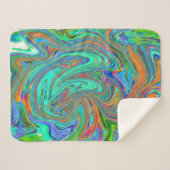 Aqua, Orange und Grüne Groovy Abstrakt Retro Art Sherpadecke (Vorderseite (Horizontal))