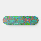 Aqua, Orange und Grüne Groovy Abstrakt Retro Art Skateboard (Horizontal)