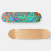 Aqua, Orange und Grüne Groovy Abstrakt Retro Art Skateboard (Horizontal)