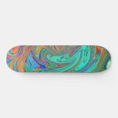 Aqua, Orange und Grüne Groovy Abstrakt Retro Art Skateboard (Horizontal)
