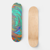 Aqua, Orange und Grüne Groovy Abstrakt Retro Art Skateboard (Vorderseite)