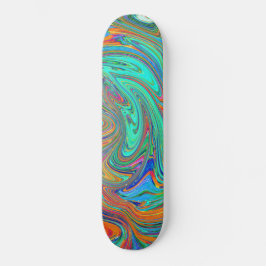 Aqua, Orange und Grüne Groovy Abstrakt Retro Art Skateboard