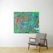 Aqua, Orange und Grüne Groovy Abstrakt Retro Art Wandteppich (Beispiel (Horizontal))