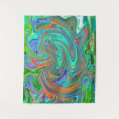 Aqua, Orange und Grüne Groovy Abstrakt Retro Art Wandteppich (Vorderseite)