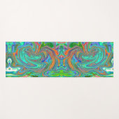 Aqua, Orange und Grüne Groovy Abstrakt Retro Art Yogamatte (Vorderseite (Horizontal))