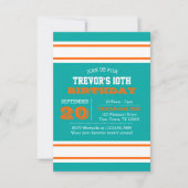 Aqua Orange und White Team Geburtstag Einladung (Vorderseite)