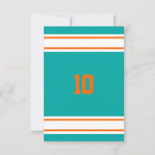 Aqua Orange und White Team Geburtstag Einladung (Rückseite)