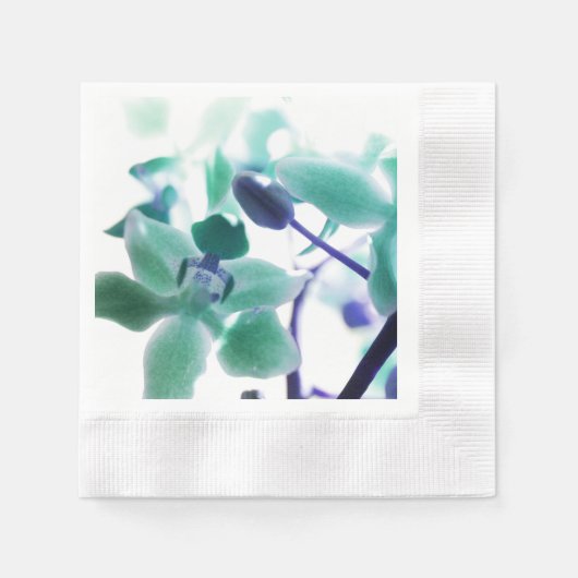 Aqua Orchid Prints Paper Napkin Serviette (Vorderseite)