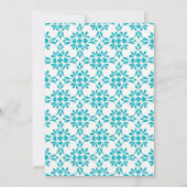 Aqua over White Damask Style Pattern Einladung (Rückseite)