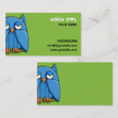Aqua Owl Green Business Card Visitenkarte (Vorne/Hinten)