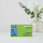Aqua Owl Green Business Card Visitenkarte (Stehend Vorderseite)