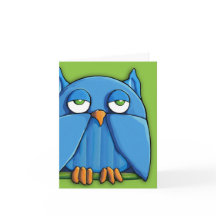 Aqua Owl Green Note Card