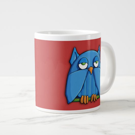 Aqua Owl Red Jumbo Tasse (Vorderseite Rechts)