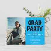 Aqua Paint Foto Graduation Party Einladung (Stehend Vorderseite)