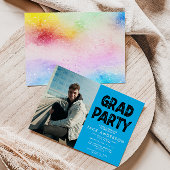 Aqua Paint Foto Graduation Party - Einladung