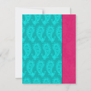 Aqua Paisley Pfauen Indische Hochzeit RSVP Karte
