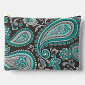 Aqua Paisley Print Cosmetic Bag Zubehörtasche (Vorderseite)