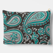 Aqua Paisley Print Cosmetic Bag Zubehörtasche (Rückseite)