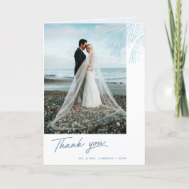 Aqua Palm Blätter Tropical Beach Wedding Dankeskarte