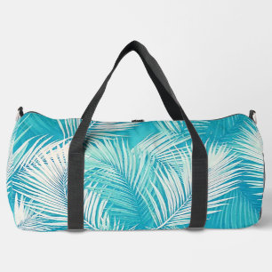 Aqua Palm Fronds Travel Duffel Bag Duffle Bag