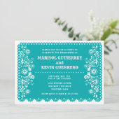 Aqua Papel Picado Cinco de Mayo Einladung (Stehend Vorderseite)