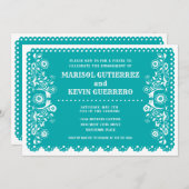 Aqua Papel Picado Cinco de Mayo Einladung (Vorne/Hinten)