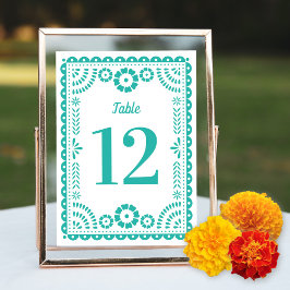 Aqua Papel Picado Hochzeit Tischnummer