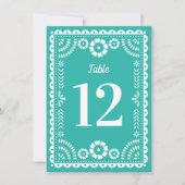 Aqua Papel Picado Hochzeit Tischnummer (Vorderseite)