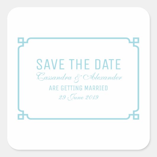 Aqua Paradise Deko Chic Save the Date Quadratischer Aufkleber (Vorderseite)