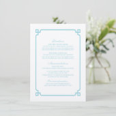 Aqua Paradise Deko Chic Wedding Info Card Begleitkarte (Stehend Vorderseite)