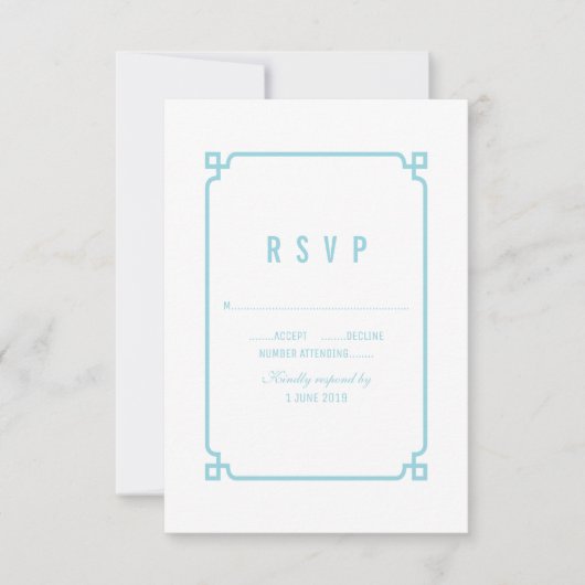 Aqua Paradise Deko Chic Wedding RSVP Karte (Vorderseite)