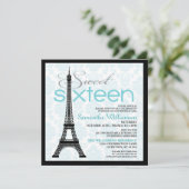 Aqua Paris Sweet 16 Einladungen (Stehend Vorderseite)
