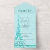 Aqua Paris Themed Sweet 16 All In One Einladung (Innen Boden)