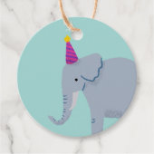 Aqua Party Animal Elephant Geburtstagsparty Geschenkanhänger (Vorderseite)