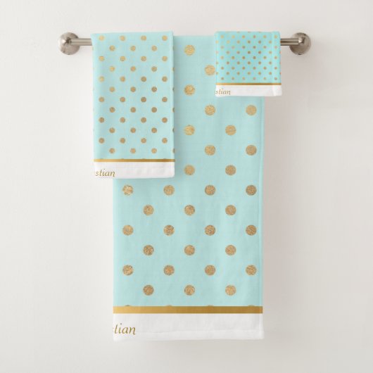 AQUA PASTEL SPOT PERSONALISIERT TOWEL SET (Insitu)