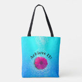 Aqua Pattern mit Fuchsia Vivid Blume Tasche (Rückseite)