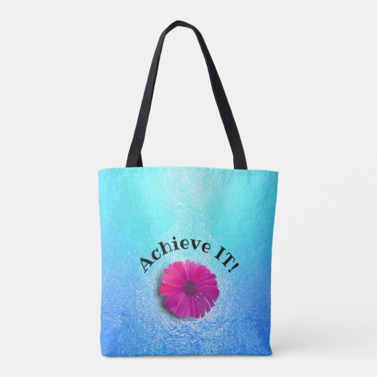 Aqua Pattern mit Fuchsia Vivid Blume Tasche (Rückseite)