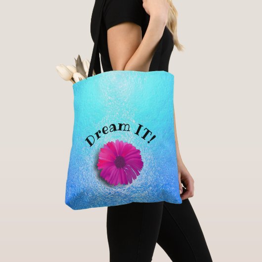 Aqua Pattern mit Fuchsia Vivid Blume Tasche (Von Nahem)