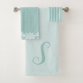 Aqua Patterns und Monogram Badetuch Set (Insitu)
