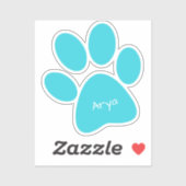 Aqua Paw Print Custom Cut Vinyl Sticker (Blatt)